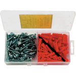 Anchor Kit, 100 Anchors/Screws (1) Masonry Bit Plastic Case